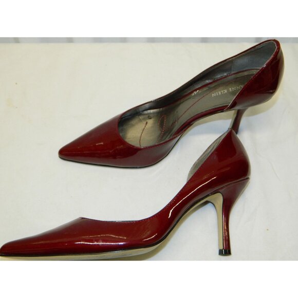 Anne Klein Womens Red Patent Leather Pointed Toe Heels Size 8M Low 3" Heel - Picture 13 of 15